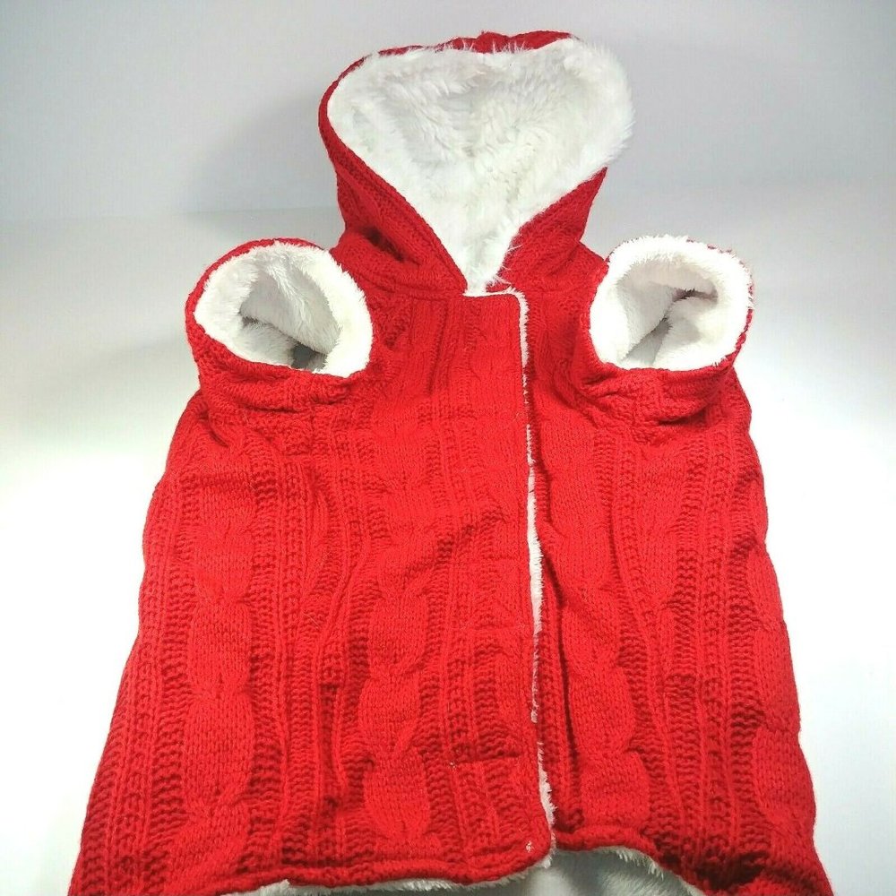 Huggle Hounds Cable Knit Dog Hoodie Jacket - Red